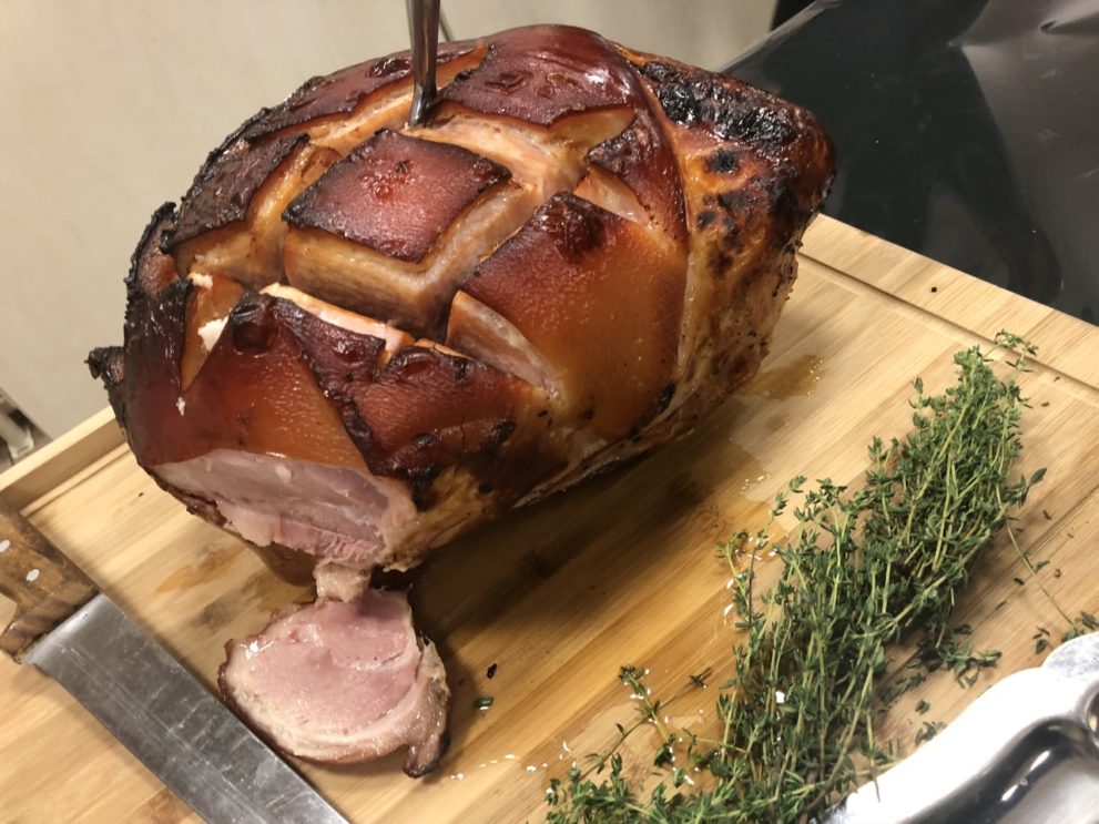 Jambon rôtie au thym et miel